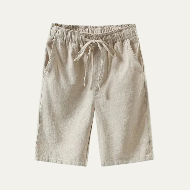 Kingsley beach shorts in Sand, product flat lay - Gentlemens Manor