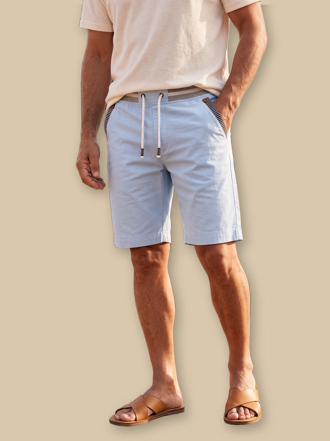 Knox summer shorts in Light Blue, studio - Gentlemens Manor