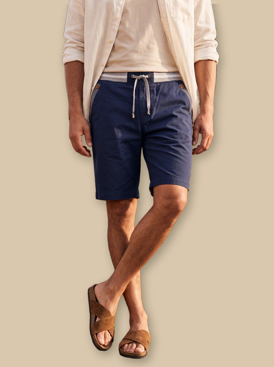 Knox summer shorts in Navy, studio - Gentlemens Manor