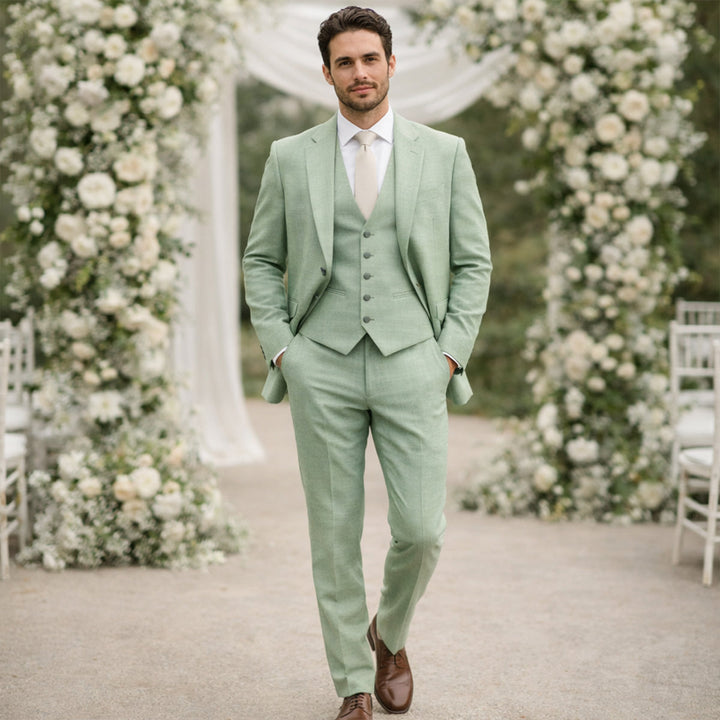 The Polignano Men’s Green 3 Piece Suit – Jacket, Waistcoat, Trousers