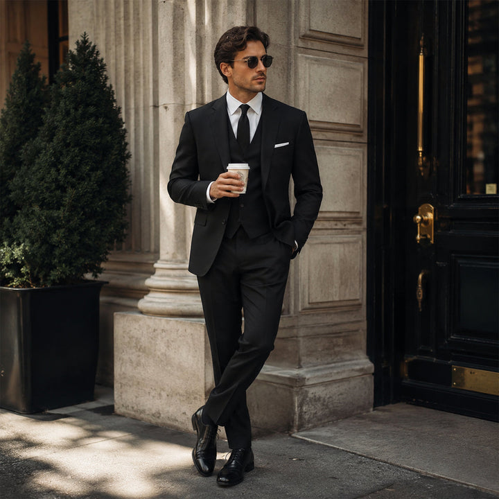 The Barbaresco Men’s Elegant 3 Piece Suit Set – Blazer Gilet and Trousers Formal Suit