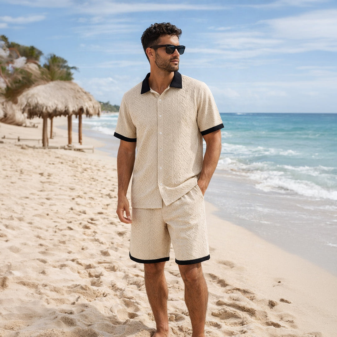 The Brookridge Hill Men’s Textured Lightweight Summer Set – Shirt &amp; Shorts Set