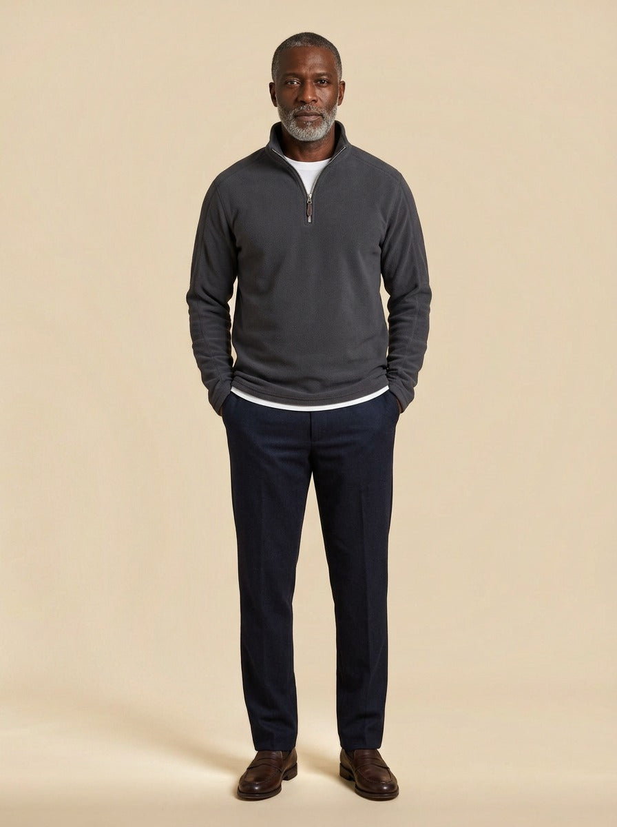 Lambert fleece half zip pullover in Charcoal, studio, Gentlemens Manor