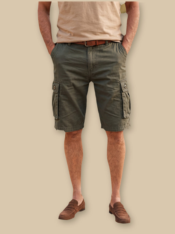 Lamont summer shorts in Olive, studio - Gentlemens Manor
