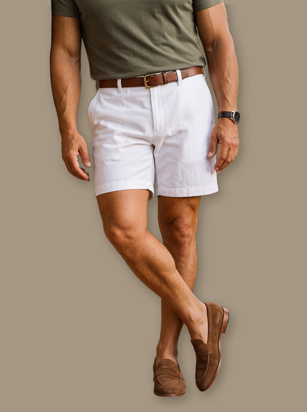 Lance summer shorts in White, studio - Gentlemens Manor