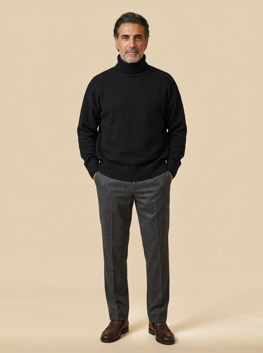 Langdon turtleneck sweater in Black, studio, Gentlemens Manor