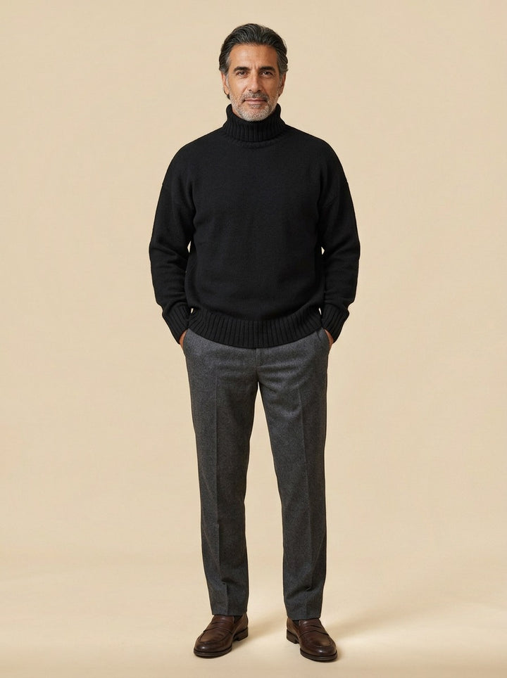 Langdon turtleneck sweater in Black, studio, Gentlemens Manor
