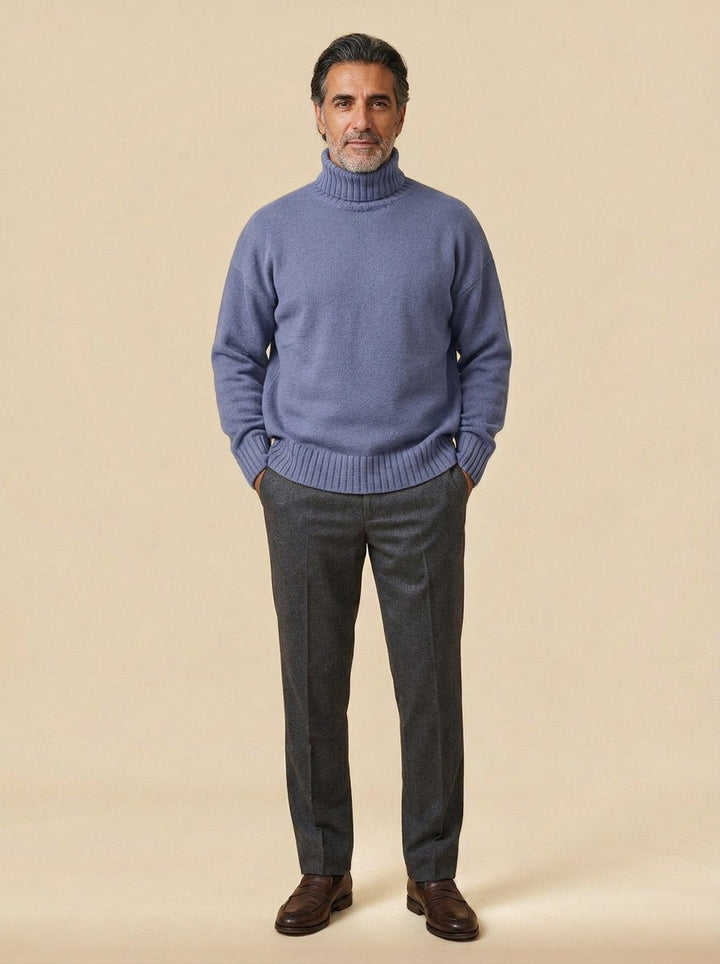 Langdon turtleneck sweater in Blue, studio, Gentlemens Manor
