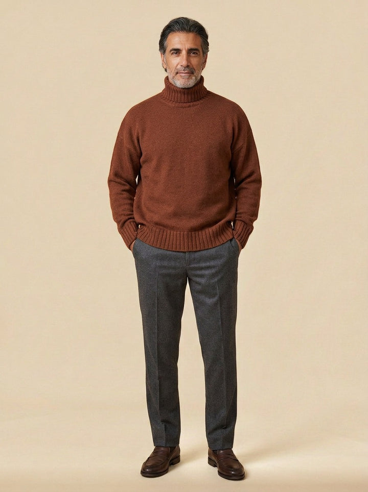 Langdon turtleneck sweater in Brown, studio, Gentlemens Manor