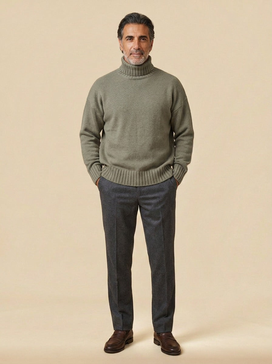 Langdon turtleneck sweater in Sage, studio, Gentlemens Manor