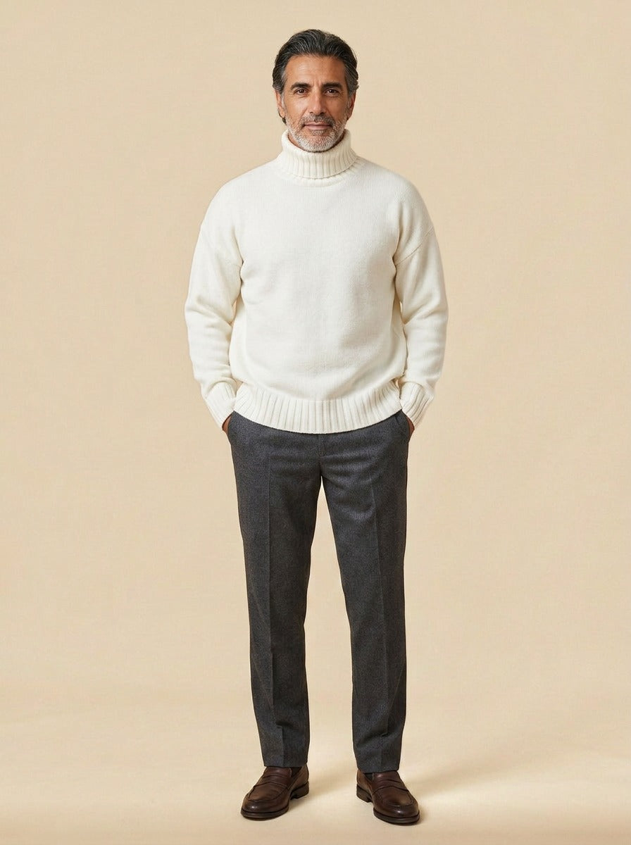 Langdon turtleneck sweater in White, studio, Gentlemens Manor