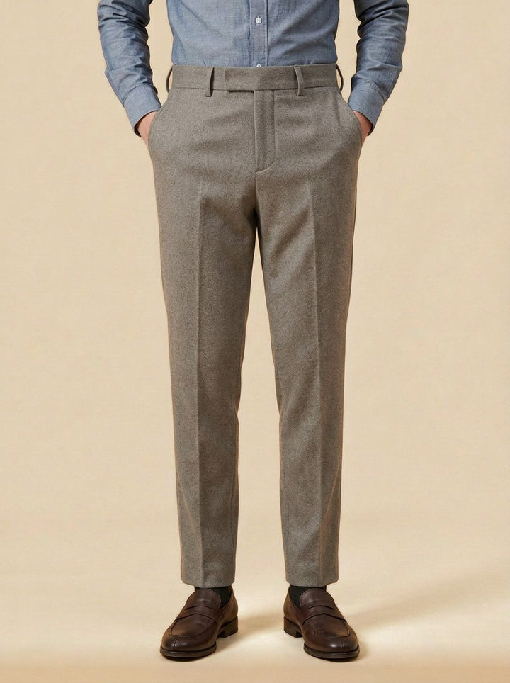 Lansing brushed trousers in Grey, studio, Gentlemens Manor