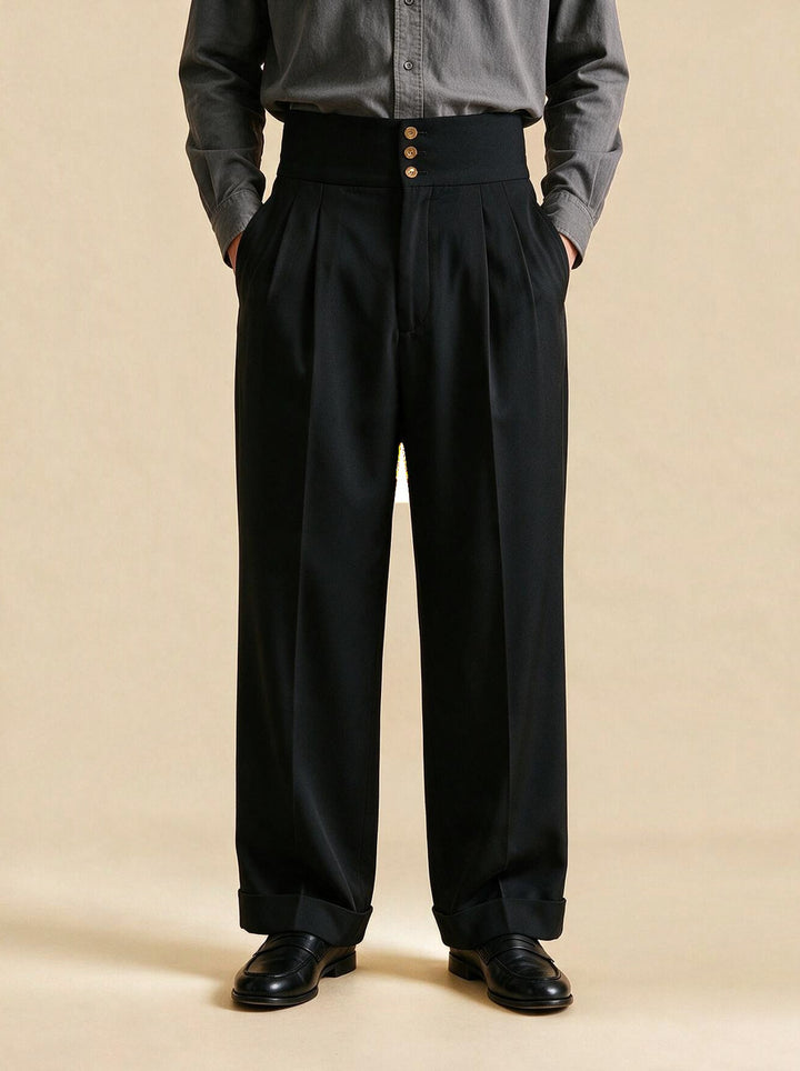 Larkin pleated pants in Black, studio, Gentlemens Manor