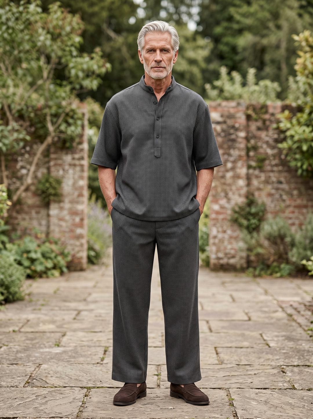 Lawrence two piece set in Black, lifestyle, Gentlemens Manor