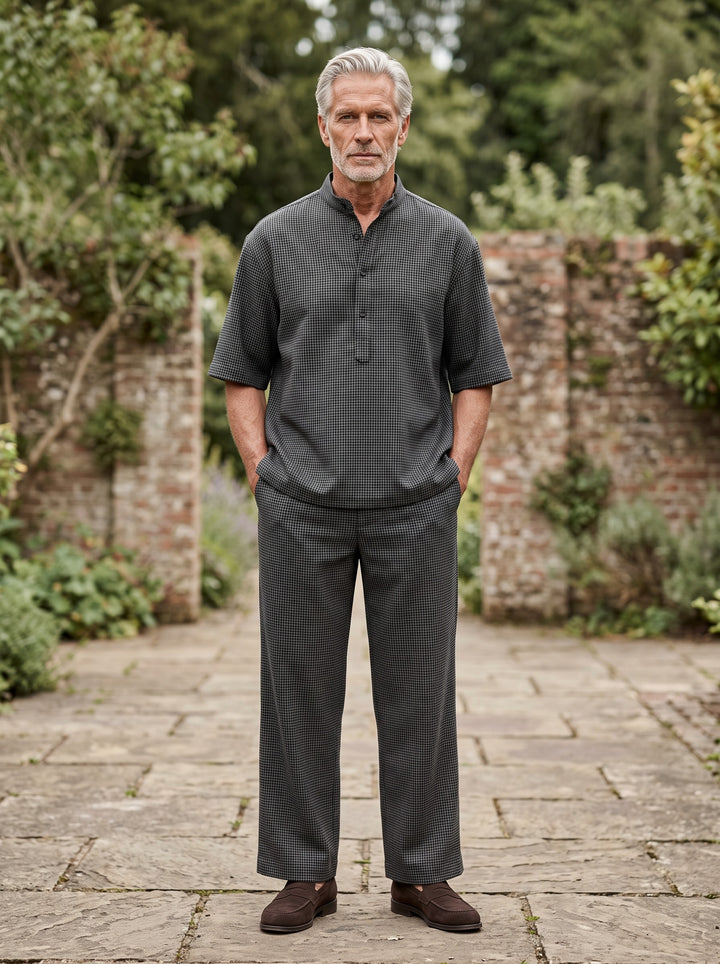 Lawrence two piece set in Black, lifestyle, Gentlemens Manor