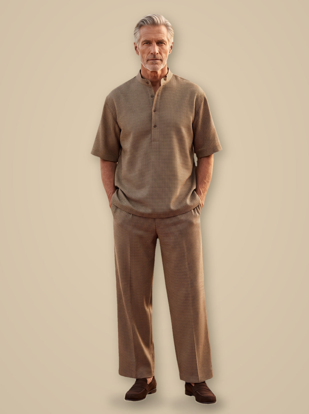 Lawrence two piece set in Brown, studio, Gentlemens Manor