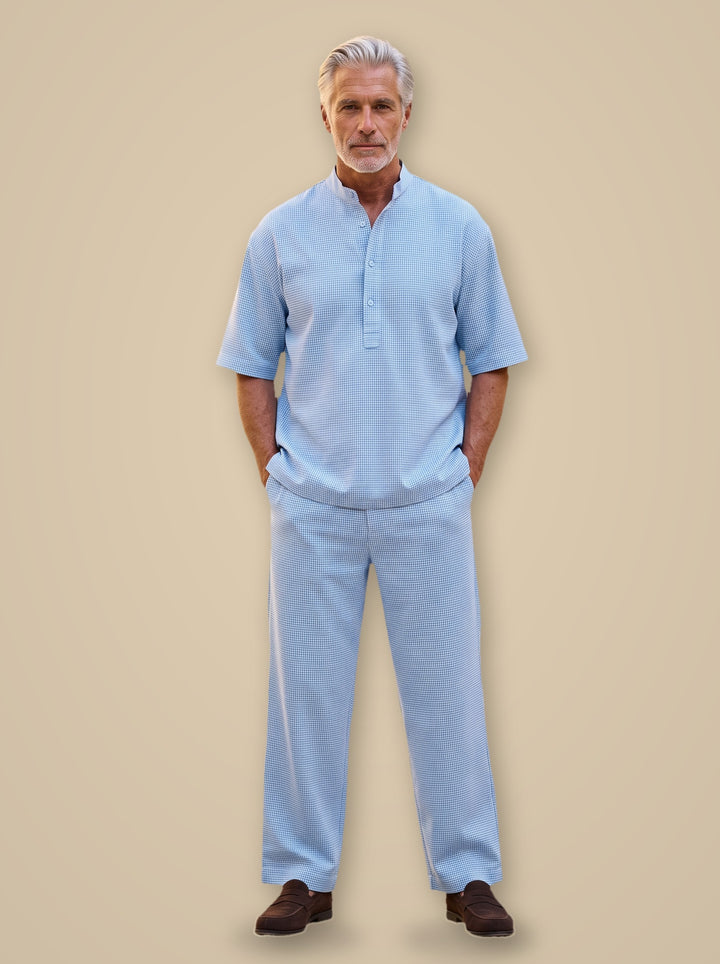 Lawrence two piece set in Light Blue, studio, Gentlemens Manor
