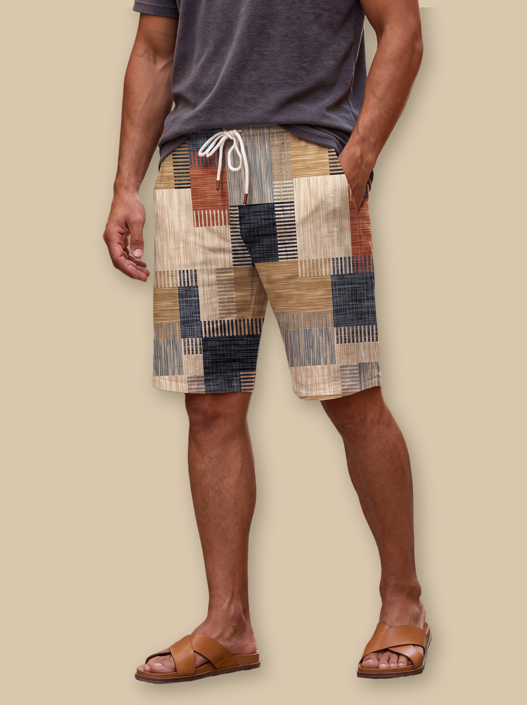 Lennox summer shorts in Brown, studio - Gentlemens Manor