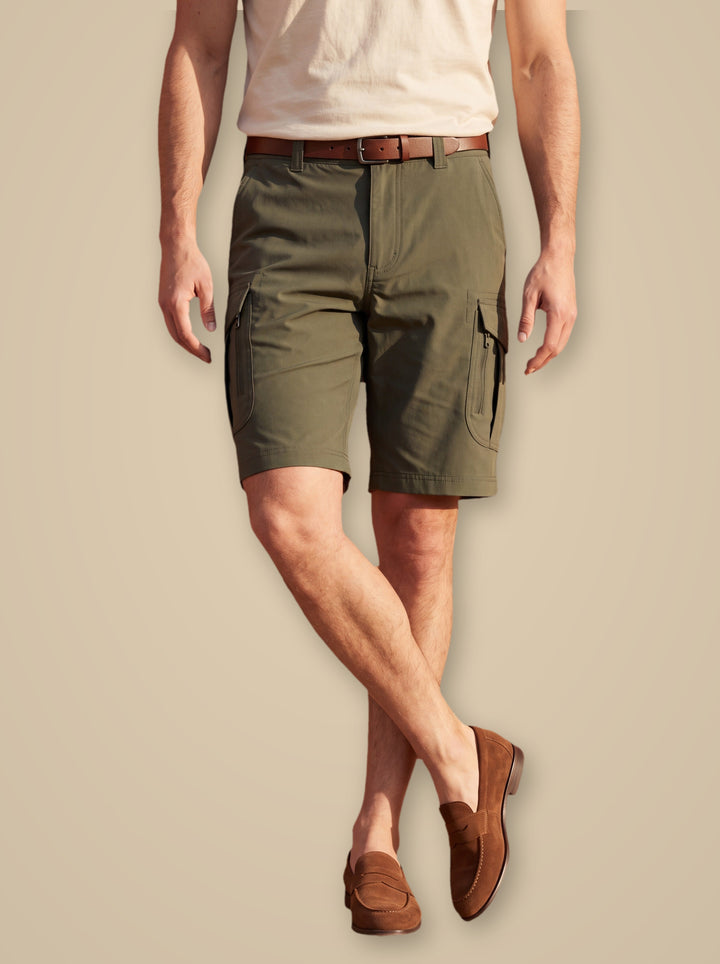 Leon summer shorts in Olive, studio - Gentlemens Manor