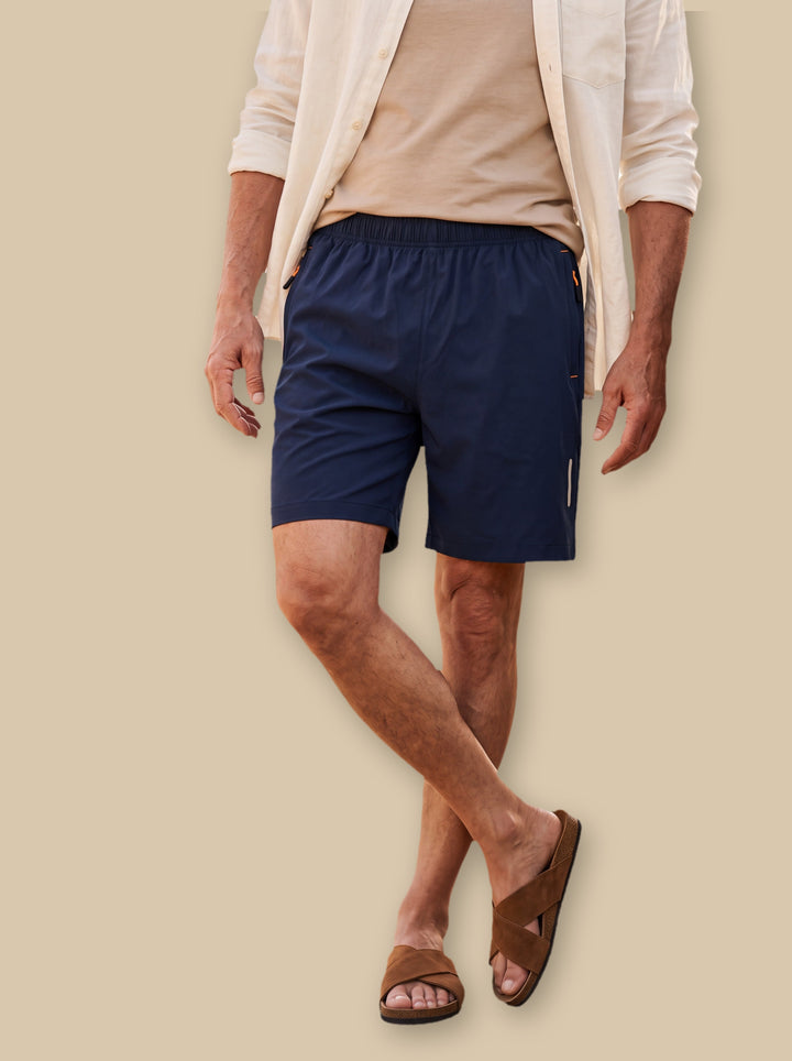 Leonard summer shorts in Navy, studio - Gentlemens Manor