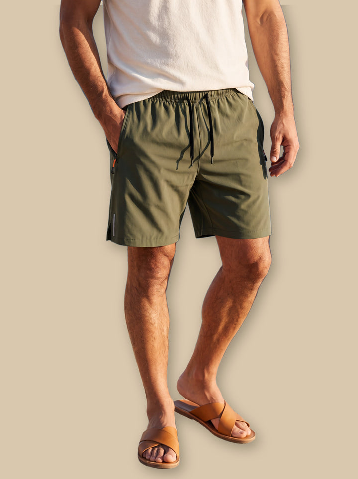 Leonard summer shorts in Olive, studio - Gentlemens Manor