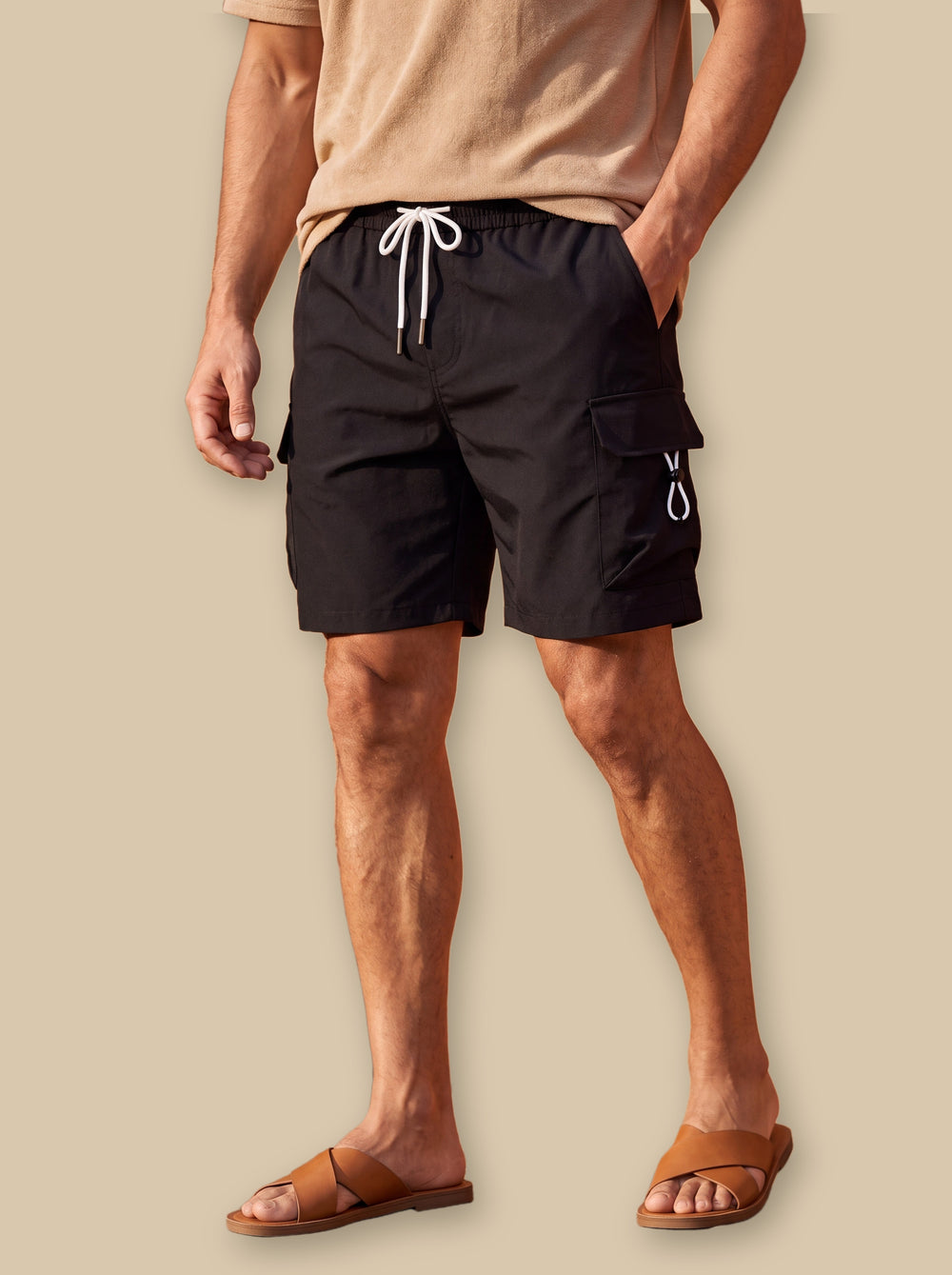 Leroy summer shorts in Black, studio - Gentlemens Manor