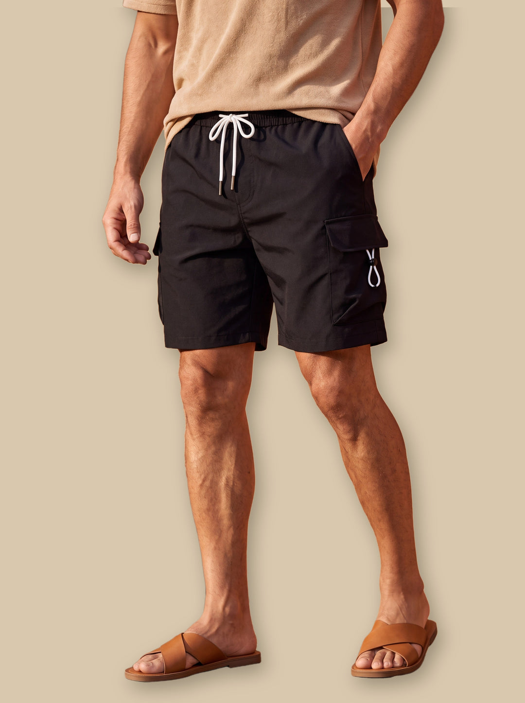 Leroy summer shorts in Black, studio - Gentlemens Manor