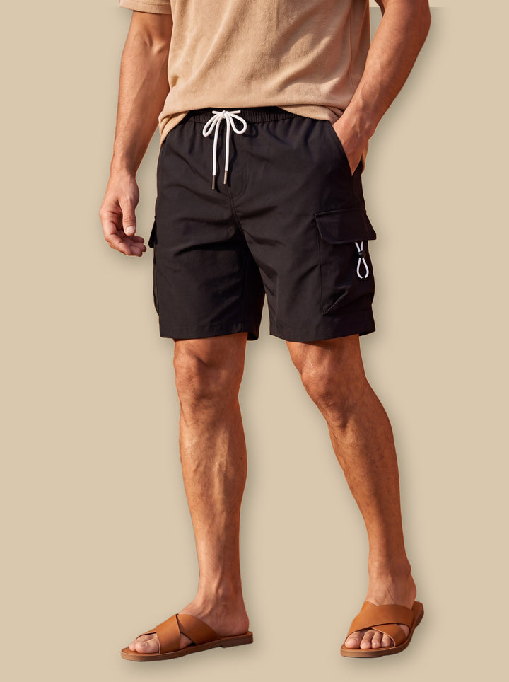 Leroy summer shorts in Black, studio - Gentlemens Manor