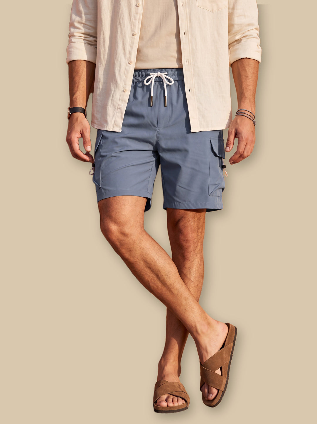 Leroy summer shorts in Blue, studio - Gentlemens Manor