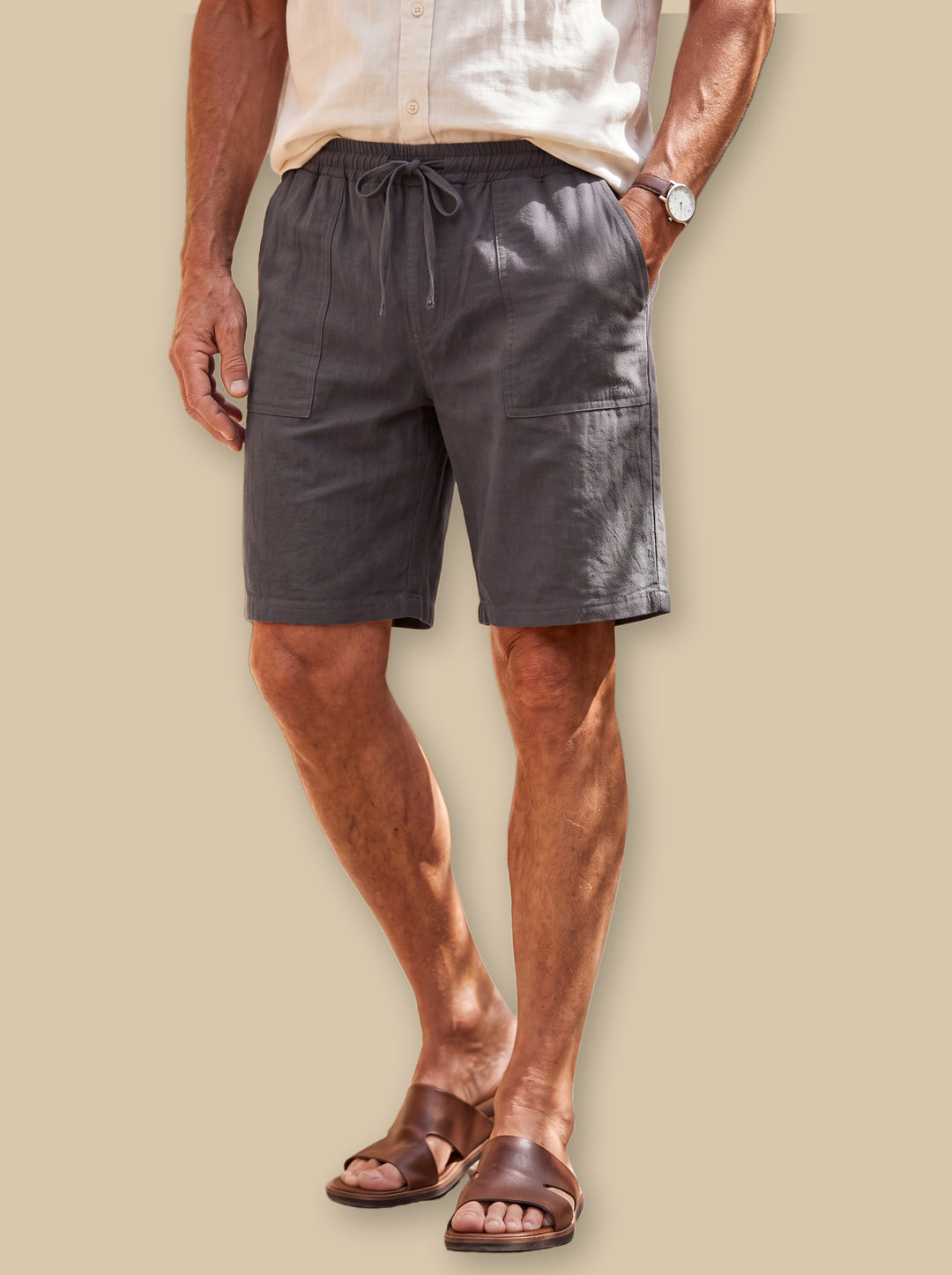 Lewis summer shorts in Grey, studio - Gentlemens Manor