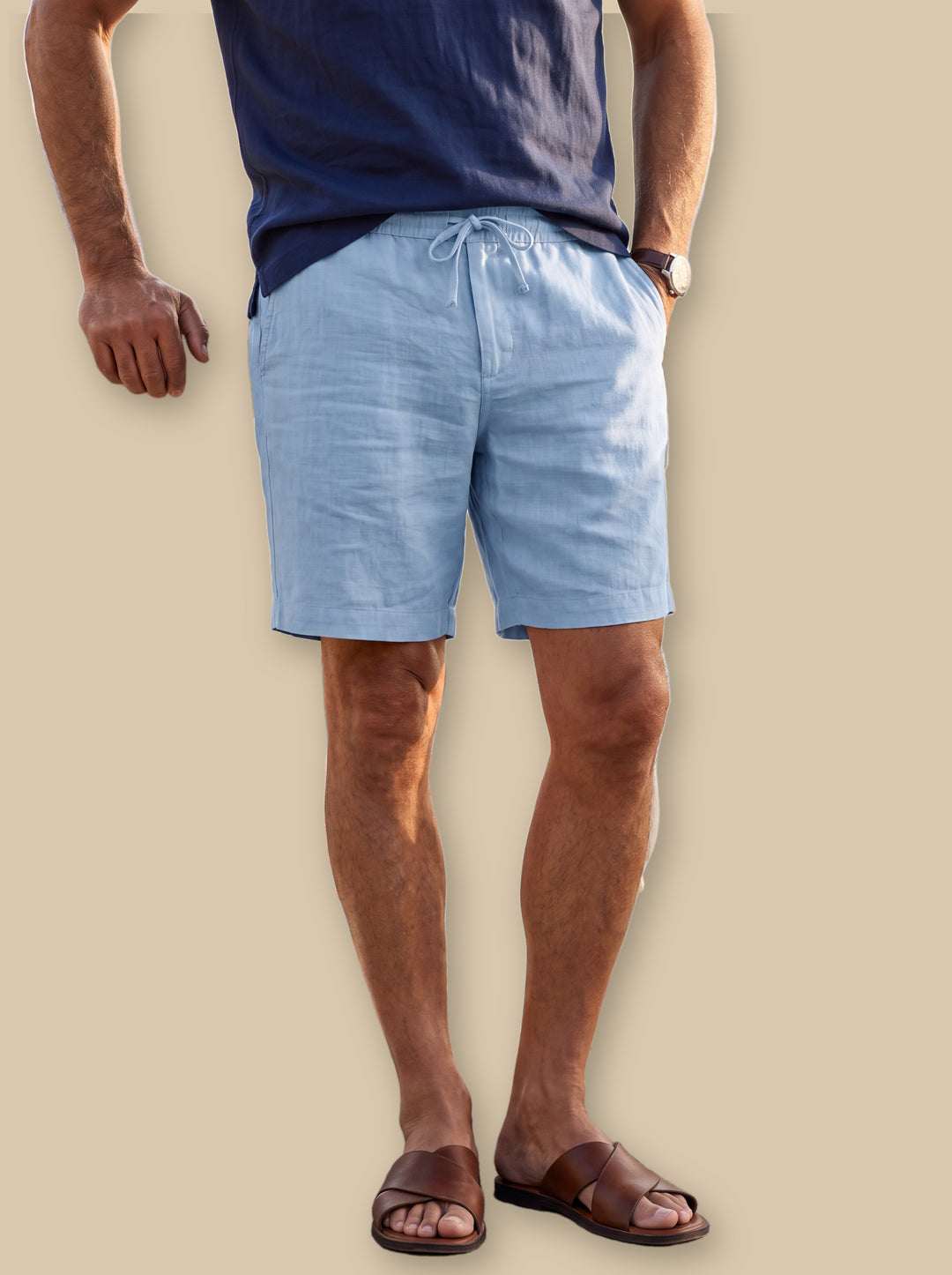 Lincoln summer shorts in Light Blue, studio - Gentlemens Manor
