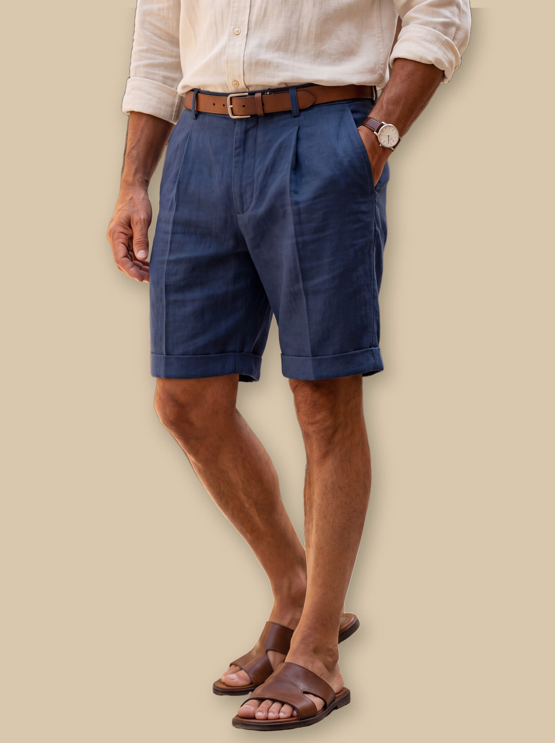 Lionel summer shorts in Blue, studio - Gentlemens Manor