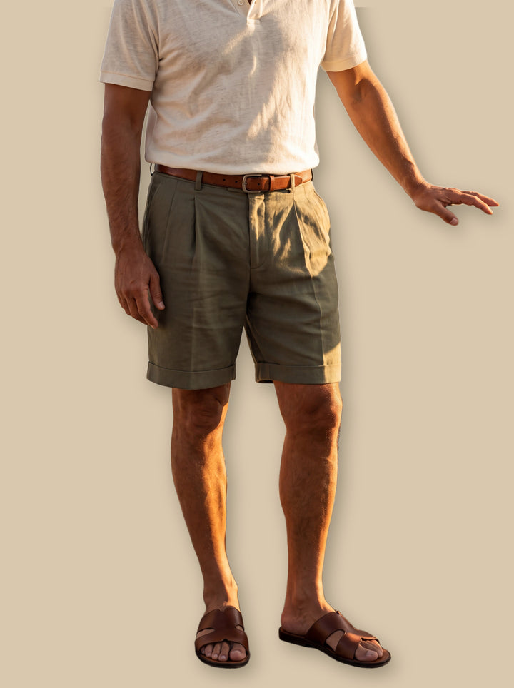 Lionel summer shorts in Green, studio - Gentlemens Manor