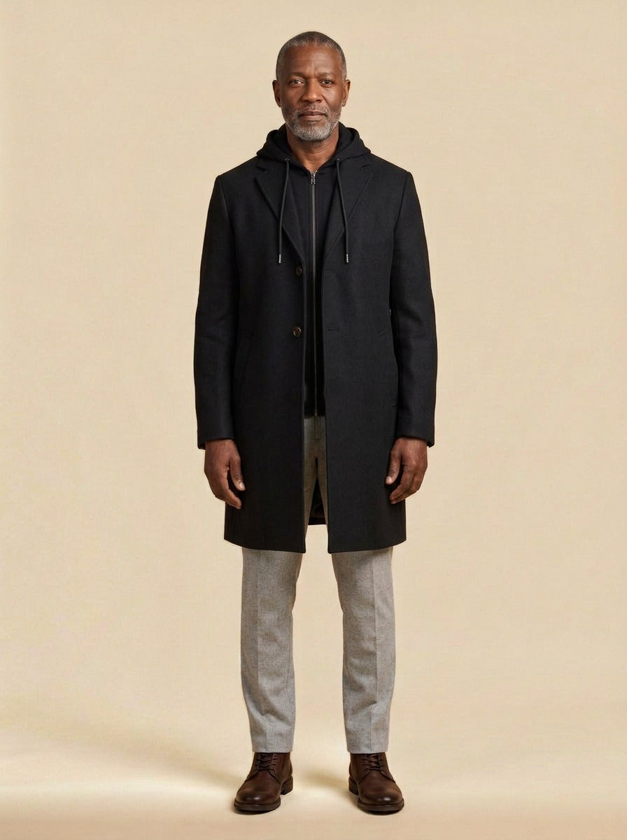 Livingston overcoat in Black, studio, Gentlemens Manor