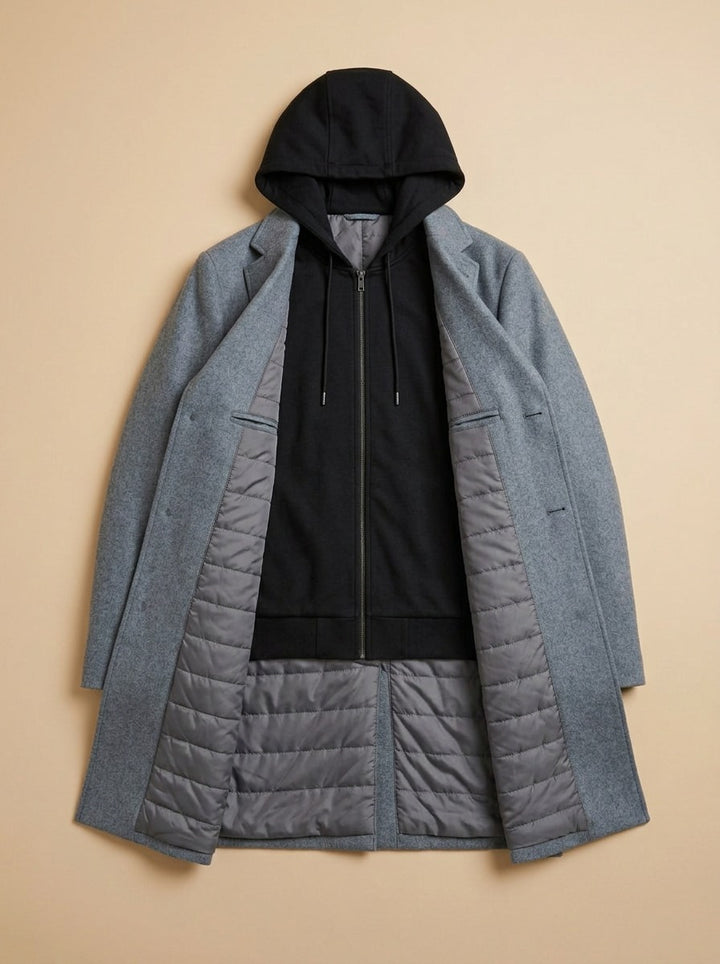 Livingston overcoat in Grey, inside view, Gentlemens Manor