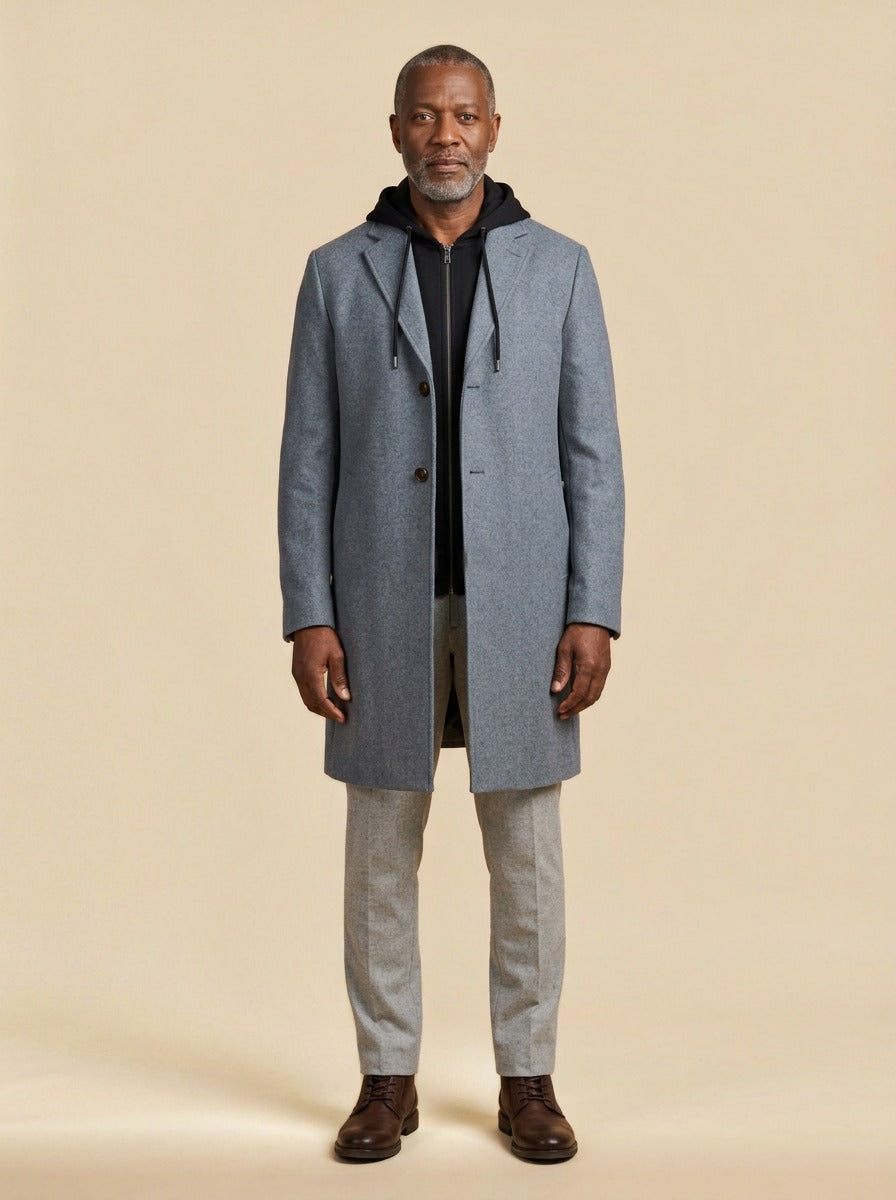Livingston overcoat in Grey, studio, Gentlemens Manor