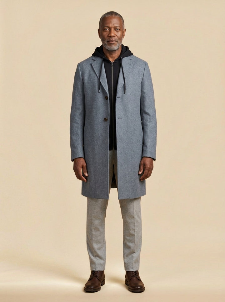 Livingston overcoat in Grey, studio, Gentlemens Manor