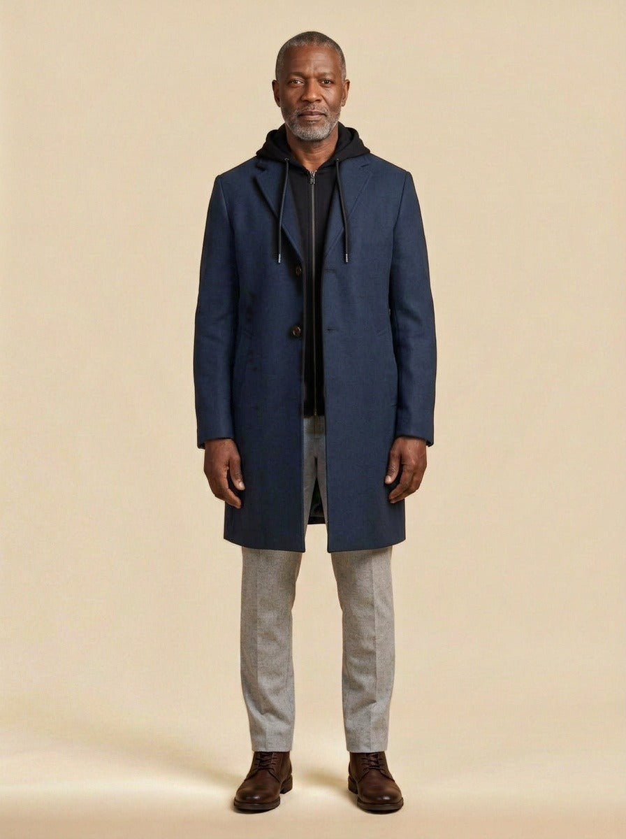 Livingston overcoat in Navy, studio, Gentlemens Manor