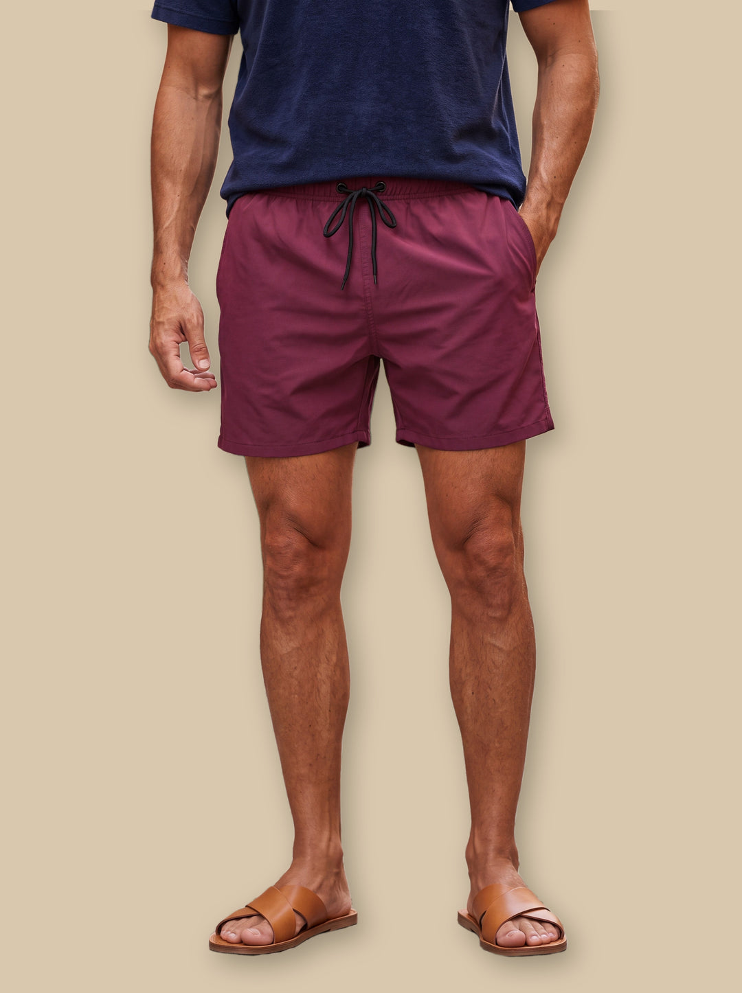 Lloyd summer shorts in Burgundy, studio - Gentlemens Manor