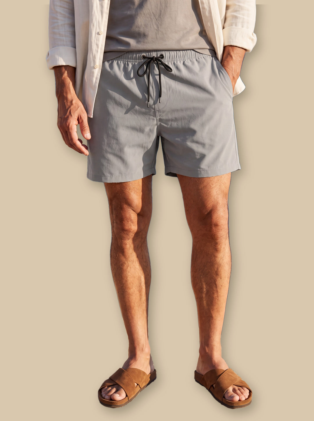 Lloyd summer shorts in Grey, studio - Gentlemens Manor