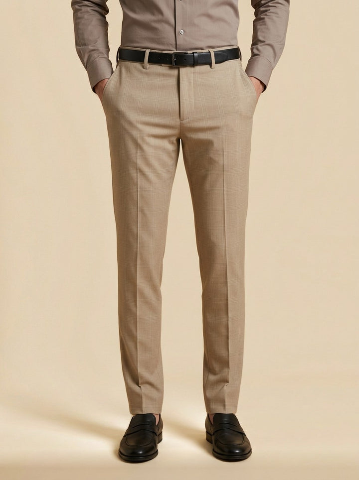 Lockwood checked pants in Sand, studio, Gentlemens Manor