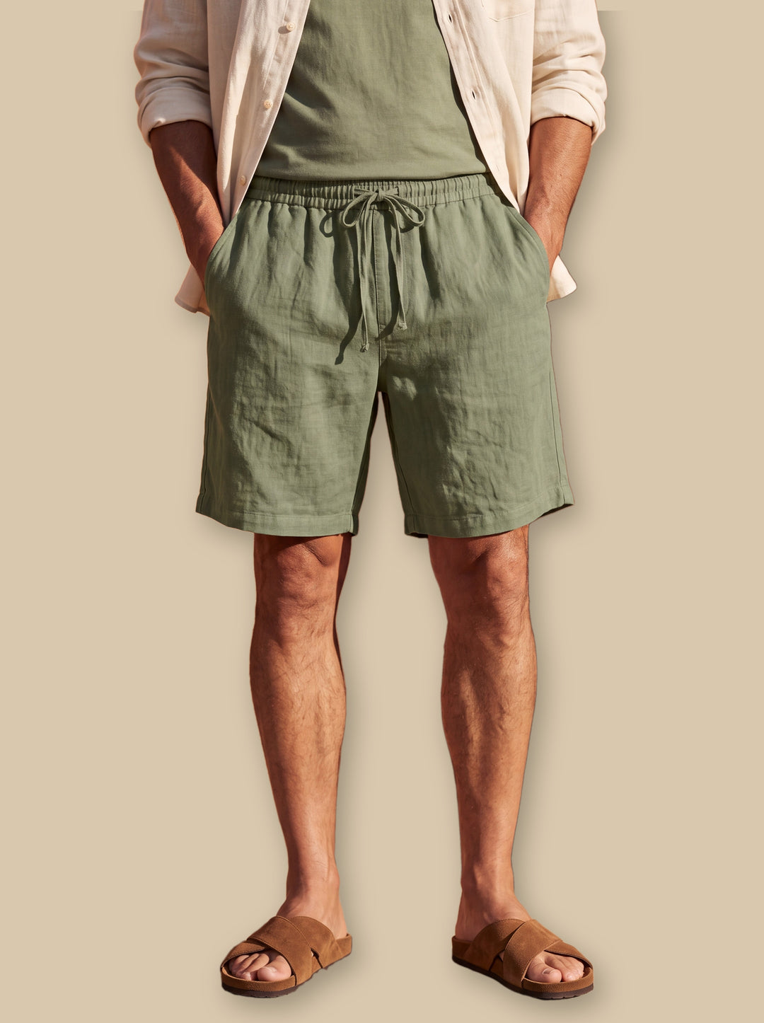 Logan summer shorts in Green, studio - Gentlemens Manor