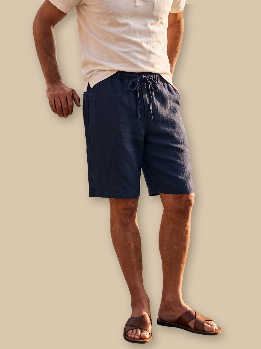 Lorenzo summer shorts in Navy, studio - Gentlemens Manor
