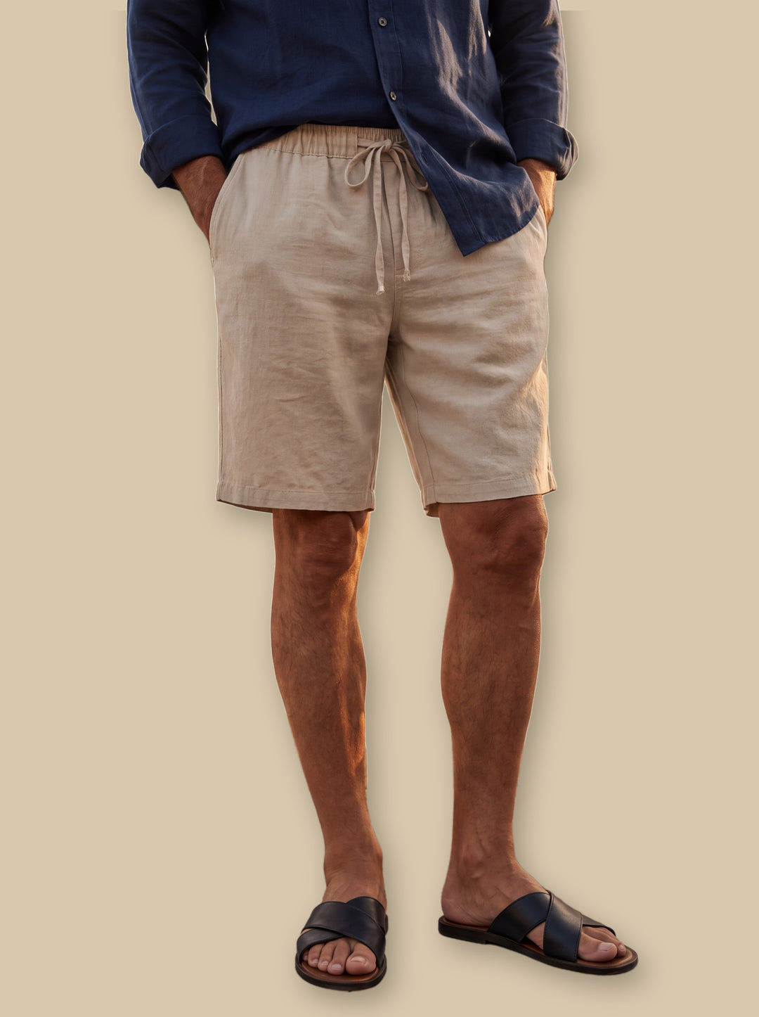 Lorenzo summer shorts in Sand, studio - Gentlemens Manor