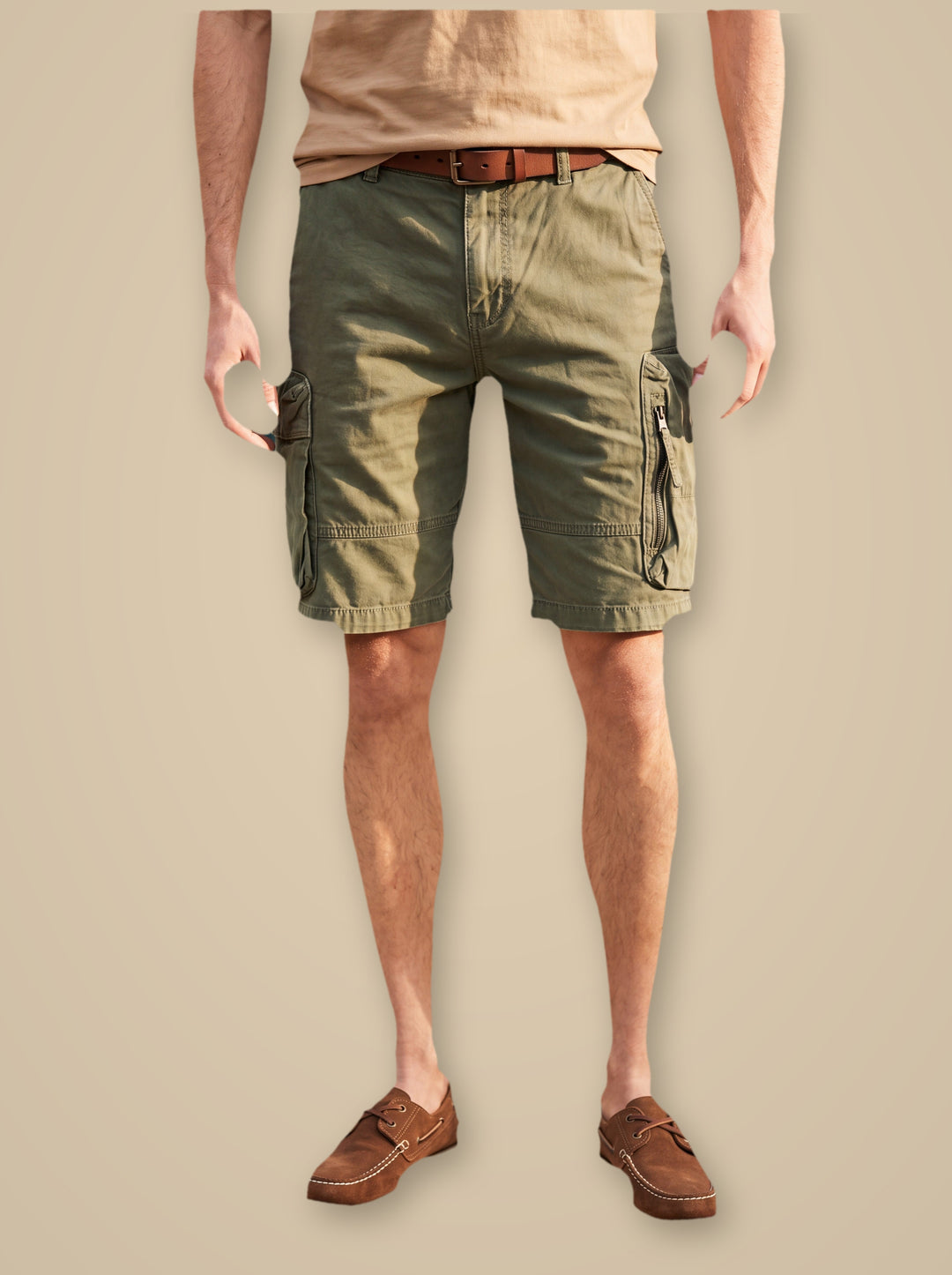 Louis summer shorts in Olive, studio - Gentlemens Manor