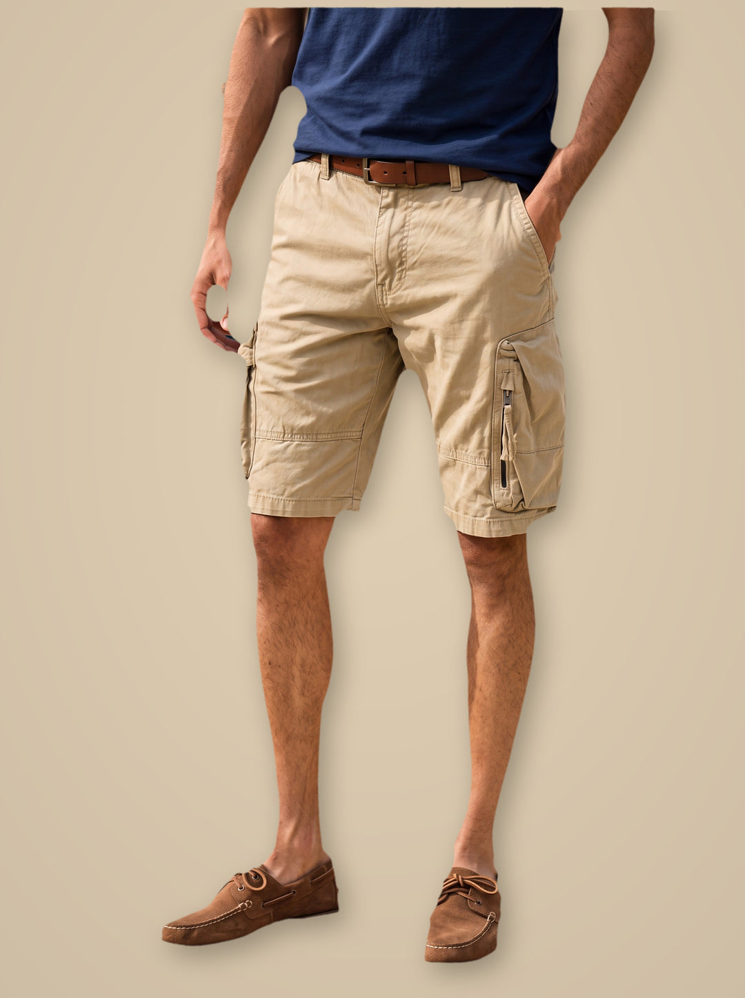 Louis summer shorts in Sand, studio - Gentlemens Manor