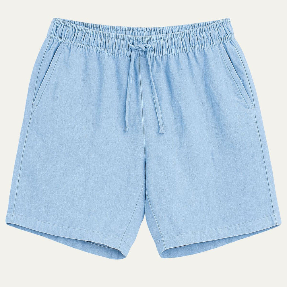 Lowell shorts in Blue, product flat lay - Gentlemens Manor