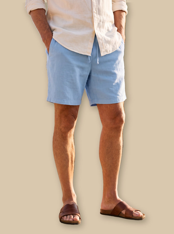 Lowell summer shorts in Blue, studio - Gentlemens Manor