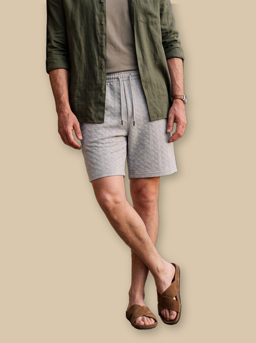 Lucian summer shorts in Light Grey, studio - Gentlemens Manor