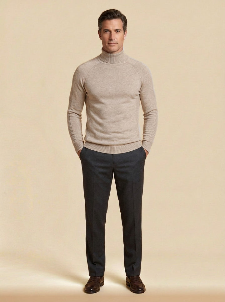 Lyndhurst raglan turtleneck sweater in Beige, studio, Gentlemens Manor